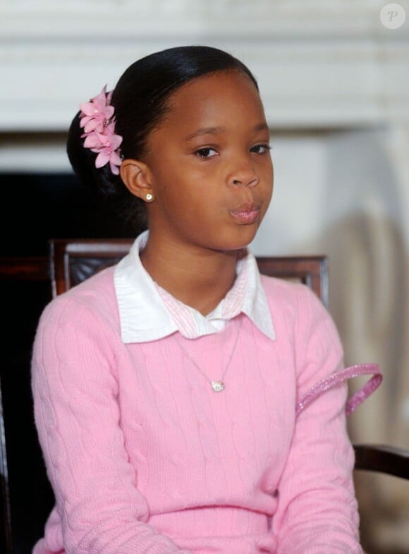 Quvenzhané Wallis rose bonbon à la Maison Blanche, le 13 février 2013.