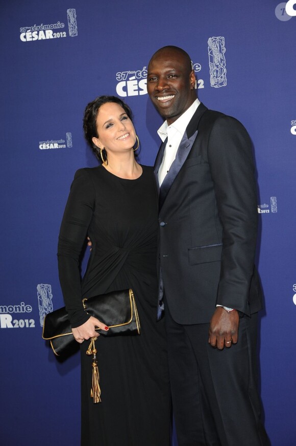 Omar Sy et sa femme Hélène lors de la cérémonie des César 2012