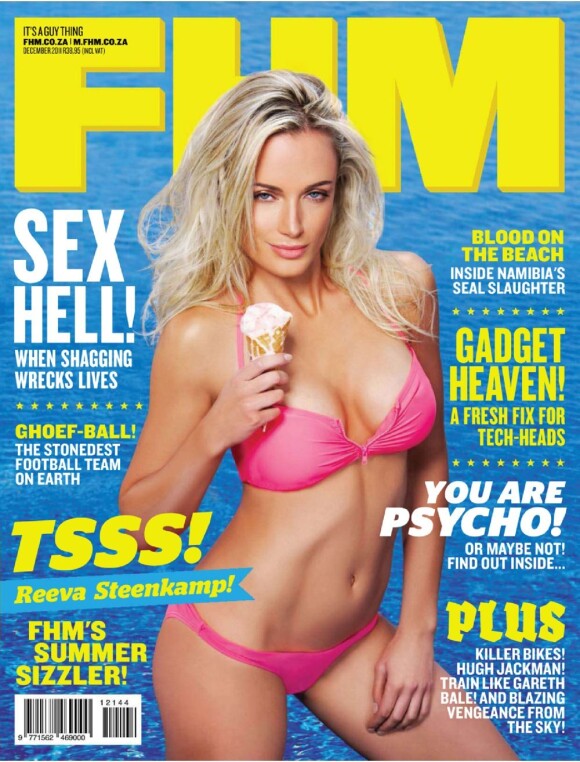 Reeva Steenkamp en couvertrue du magazine FHM, édition sud-africaine, décembre 2011.