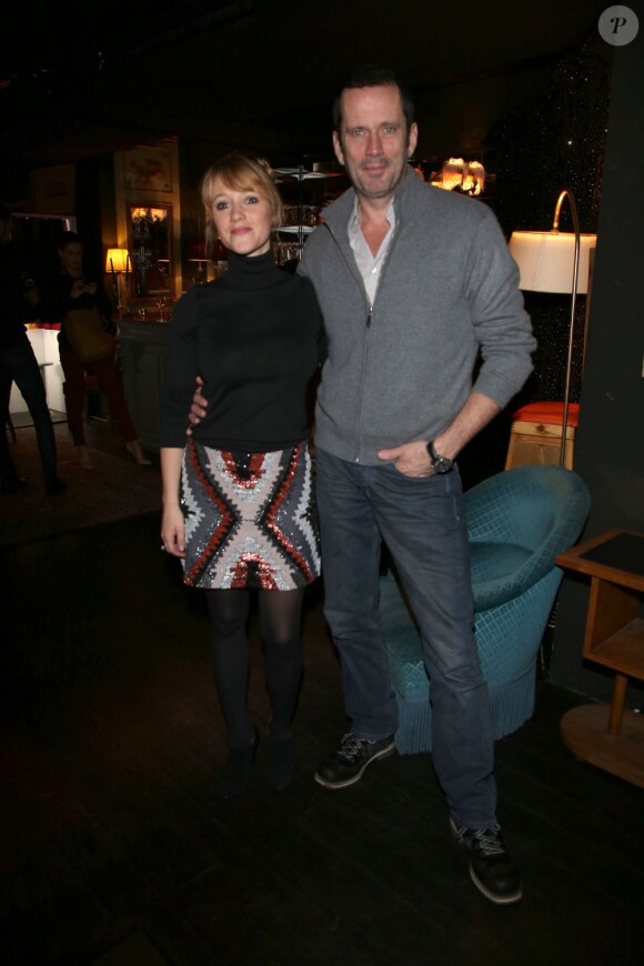 Christian Vadim et son épouse Julia Livage lors de la soirée "The Gant Party" au Trés Honoré à Paris, le 14 fevrier 2013.