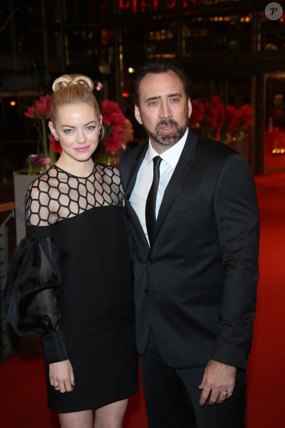 Nicolas Cage et Emma Stone très beaux à l'avant-première du film d'animation Les Croods à la 63e Berlinale, le 15 février 2013.