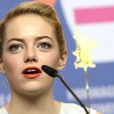 Emma Stone réactive à la conférence de presse du film Les Croods à la 63e Berlinale, le 15 février 2013.