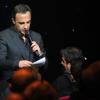 Nikos Aliagas sur la scène de Bobino pour la grande soirée humoristique "Europe 1 fait Bobino", le 18 février 2013
