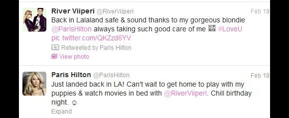 Paris Hilton a posté des messages dimanche 18 février en rapport avec l'accident de ski dont a été victime son petit ami River Viiperi.