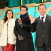 James Franco, Rachel Weisz et le réalisateur Sam Raimi lors de la présentation au Japon, à Tokyo, du film Le Monde fantastique d'Oz le 20 février 2013