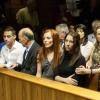 La famille d'Ocar Pistorius au tribunal d'instance de Pretoria, quatrième jour d'audience pour la demande de libération sous caution, le 21 février 2013.