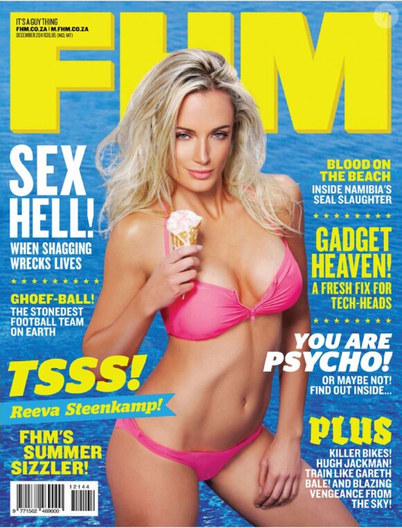 Reeva Steenkamp en couverture du magazine "FHM" qui l'avait classée parmi les 100 femmes les plus sexy au monde.