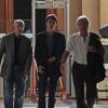 Alain Delon sort du bureau de la juge des affaires familiales en compagnie de son fils Alain-Fabien, dont il a obtenu la garde. Septembre 2010. Photos exclusives.