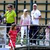 Elin Nordegren, ex-épouse de Tiger Woods, avec leurs enfants Sam et Charlie le 9 juillet 2012 à Stockholm.