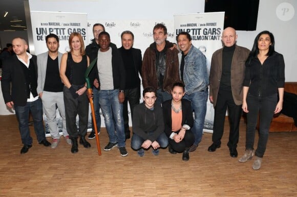 L'équipe du film au complet pour l'avant-première du film Un p'tit gars de Menilmontant à Paris le 26 février 2013.