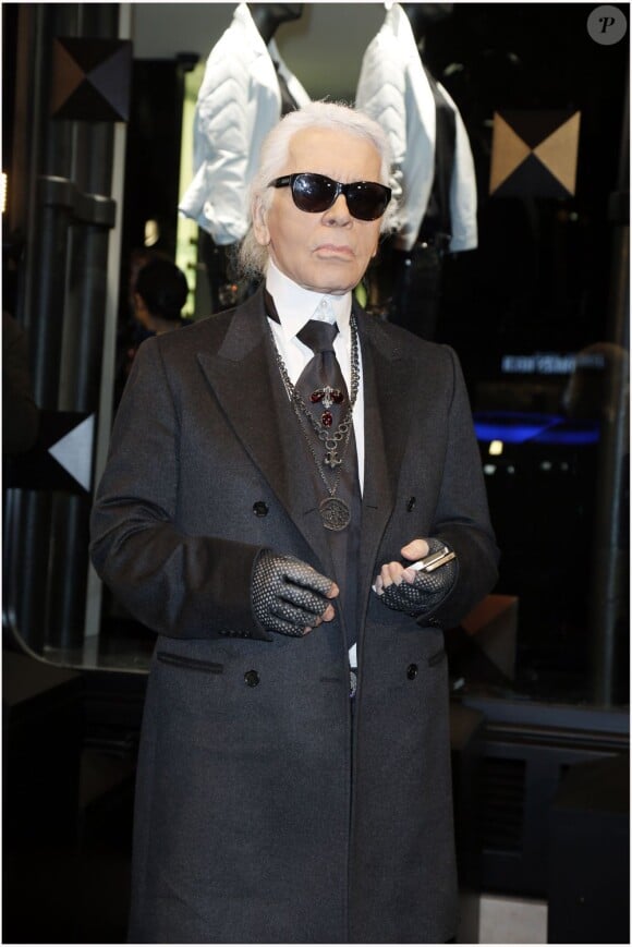 Karl Lagerfeld à l'inauguration de sa première boutique concept store à Paris, le 28 février 2013.