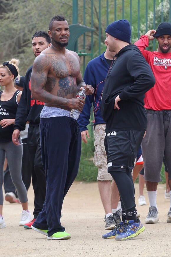 Robert Kardashian, avec The Game fait du sport à Runyon Canyon, à Los Angeles, le 5 mars 2013.