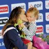 Laure Manaudou et sa Fille Manon lors des championnats de France lors des championnats de France petit bassin le 24 novembre 2012