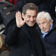 Nicolas Sarkozy lors du match entre le PSG et Marseille lors de la 26eme journée de Ligue 1 au Parc des Princes à Paris le 24 février 2013