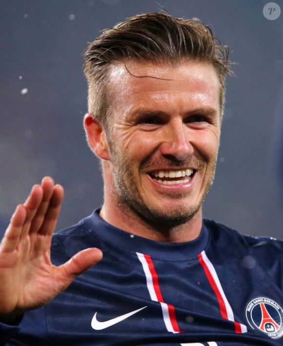 David Beckham fait ses grands débuts sous le maillot du Paris Saint-Germain face à l'Olympique de Marseille le 24 février 2013 à Paris au Parc des Princes