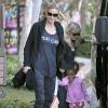 Heidi Klum dans les rues de Los Angeles, le 10 mars 2013 avec ses enfants et son petit ami Martin Kirsten.
