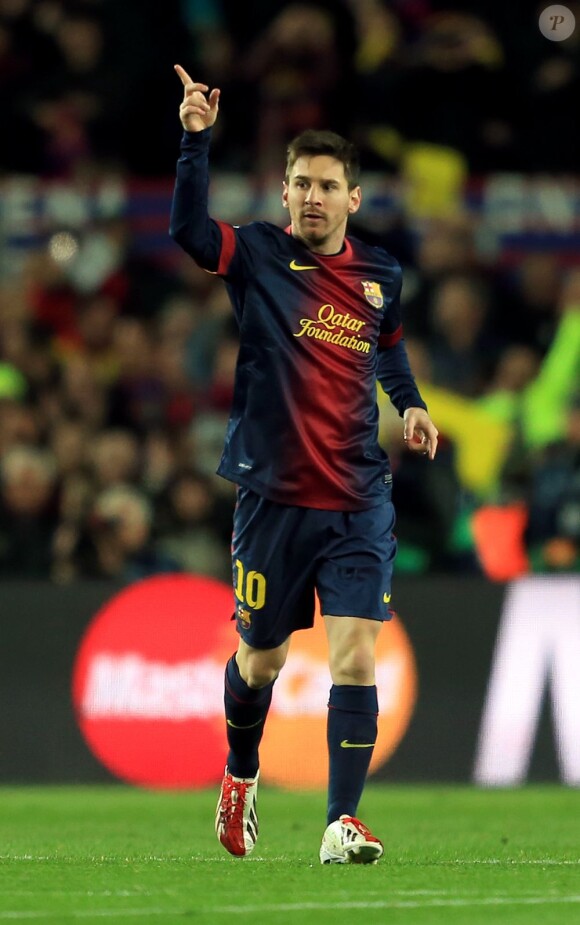 Lionel Messi lors du match entre le FC Barcelone et le Milan AC (4-0), lors du match retour de ligue des champions à Barcelone le 12 mars 2013
