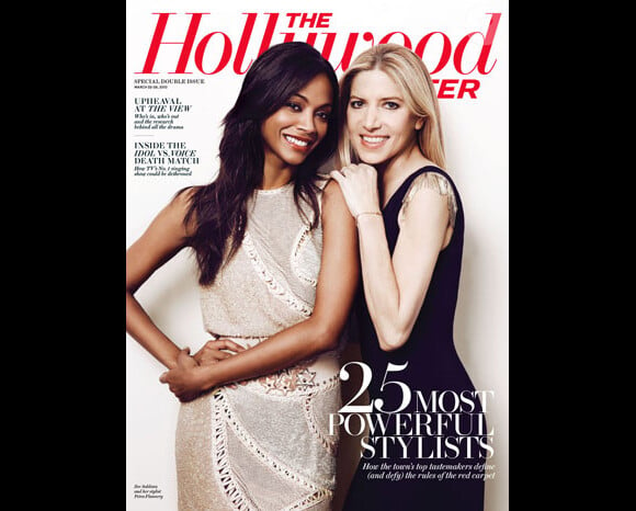 Zoe Saldana et sa styliste Petra Flannery en couverture du numéro Stylists Issue du magazine The Hollywood Reporter.