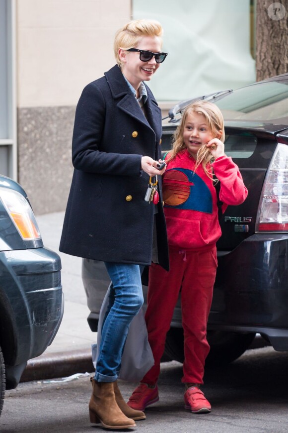 Michelle Williams et sa fille Matilda, 7 ans, à New York le 13 mars 2013