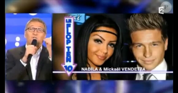 Laurent Ruquier couple Nabilla des Anges de la télé-réalité 5  avec Mickael Vendetta dans On n'est pas couché le samedi 16 mars 2013 sur France 2