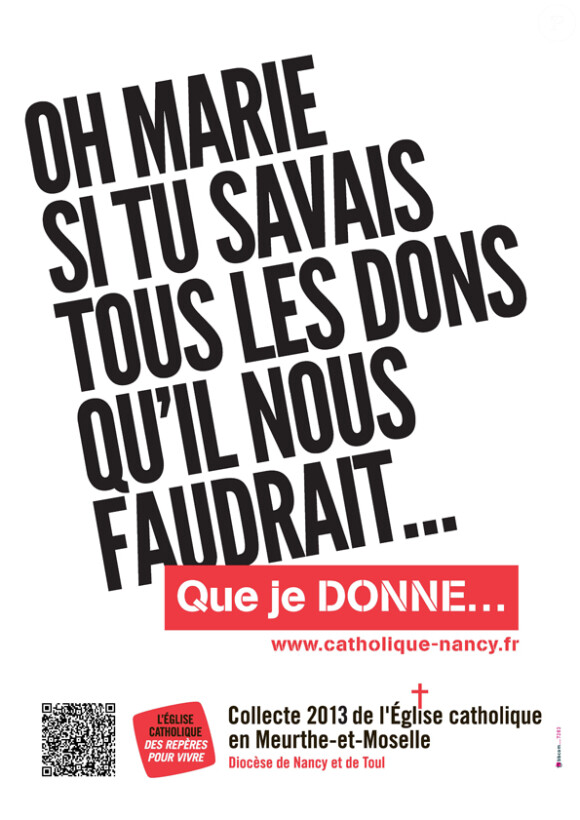 Campagne de publicité de l'Eglise catholique lorraine pour appeler aux dons faisant référence à Johnny Hallyday - mars 2013