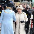  La reine Elizabeth II et le duc d'Edimbourg, en compagnie de la duchesse Catherine de Cambridge, enceinte, visitaient le 20 mars 2013 la station de métro de Baker Street dans le cadre du 150e anniversaire du 'Tube' de Londres. 