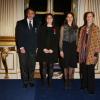 Faycal Karoui, Chantal Lamarre et Carolyn Carlson décorés par Aurélie Filippetti au ministère de la Culture, à Paris le 20 mars 2013.