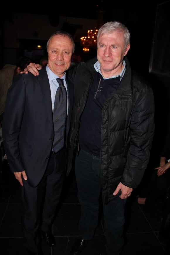 Bernard Lacombe et Luis Fernandez pour les 80 ans de Michel Hidalgo lors d'une soirée au Palais Maillot à Paris le 25 mars 2013 - Exclusif