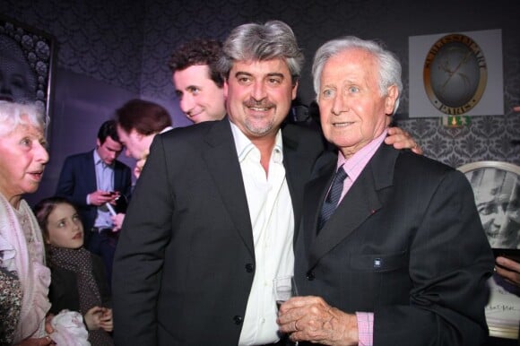 Emmanuel et son père Michel Hidalgo pour ses 80 ans lors d'une soirée au Palais Maillot à Paris le 25 mars 2013 - Exclusif