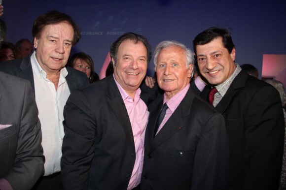 Daniel Lauclair, Daniel Russo, et Michel Hidalgo pour ses 80 ans lors d'une soirée au Palais Maillot à Paris le 25 mars 2013 - Exclusif