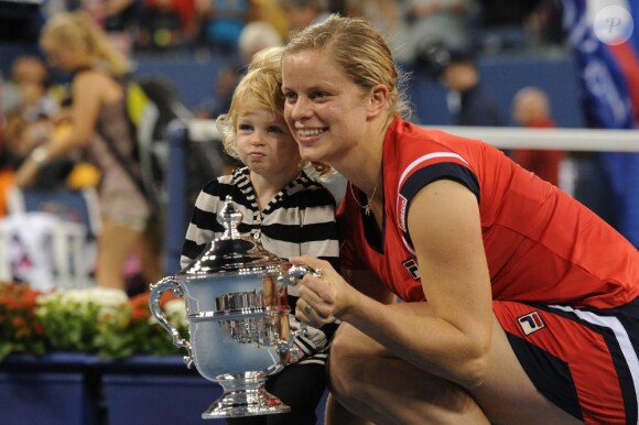 Kim Clijsters et sa fille Jada lors de la finale de l'US Open à New York, le 13 septembre 2009.