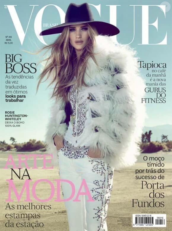 Rosie Huntington-Whiteley en couverture du magazine Vogue Brasil du mois d'avril 2013