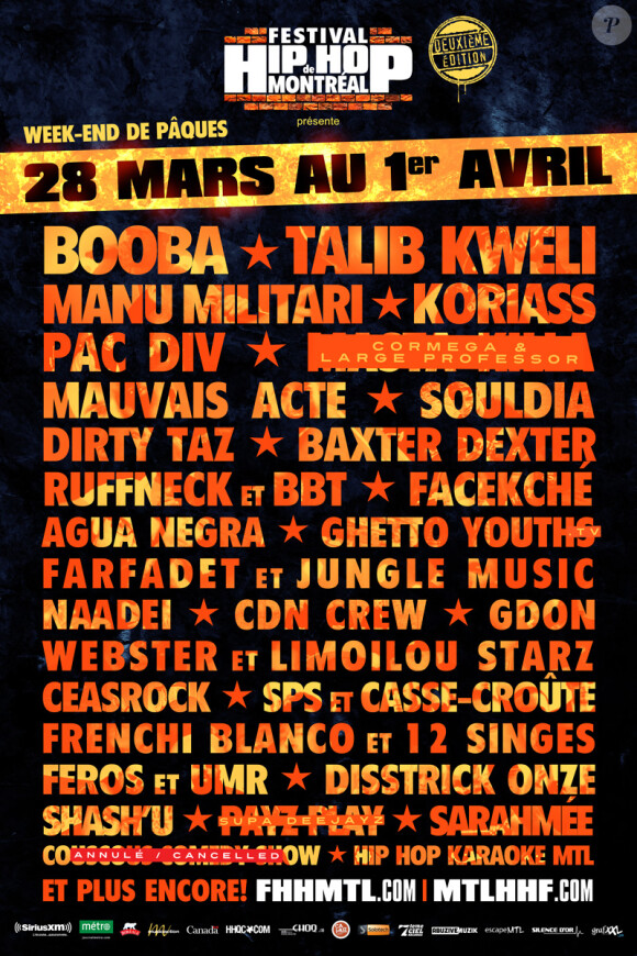 L'affiche du Hip-Hop Festival de Montréal 2013 où devait se produire Booba.