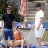 Patrick Dempsey et sa femme Jillian Fink tombent sur Cindy Crawford et son mari Rande Gerber lors d'une journée plage à Cabo San Lucas. Le 29 mars 2013.