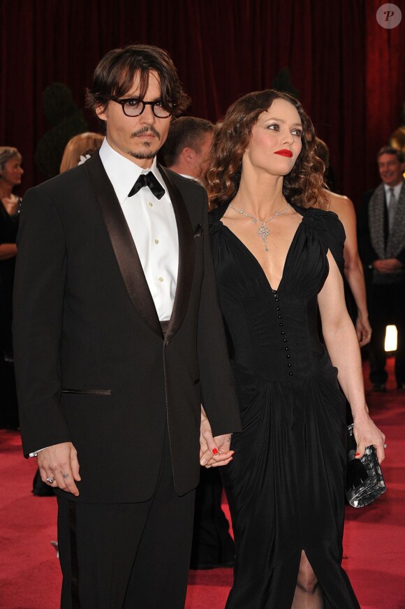 Johnny Depp et Vanessa Paradis à la cérémonie des Oscars, le 24 février 2008.