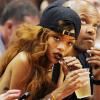 Rihanna a assisté avec un ami au match de NBA qui a opposé les Lakers et les Clippers. Dimanche 7 avril au Staples Center à Los Angeles.
