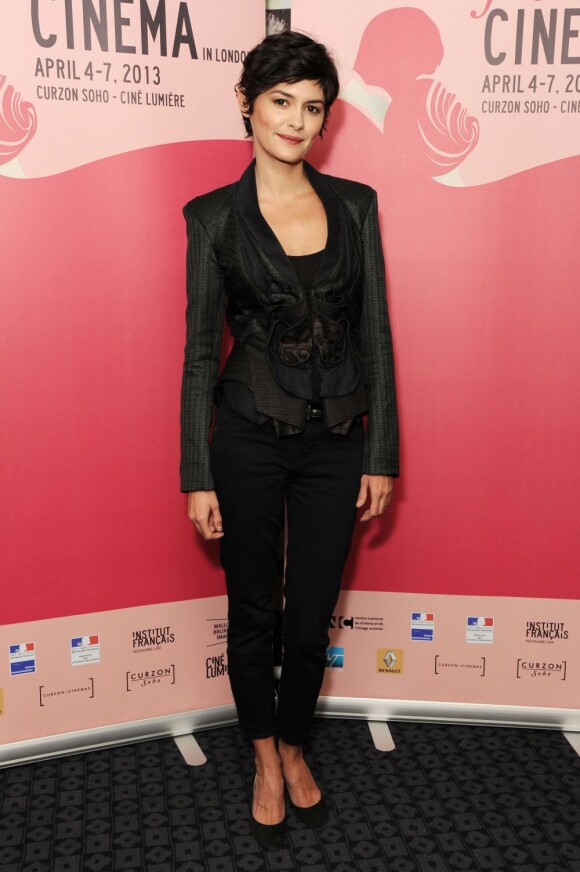 Audrey Tautou élégante au photocall du film Thérèse Desqueroux au French Cinema à Londres le 5 avril 2013.
