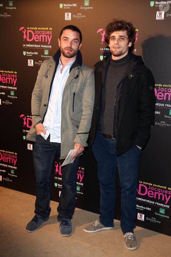 Guillaume Gouix et Arthur Dupont à la soirée d'hommage à Jacques Demy pour l'exposition consacrée au cinéaste à la Cinémathèque Française, Paris, le 8 avril 2013.