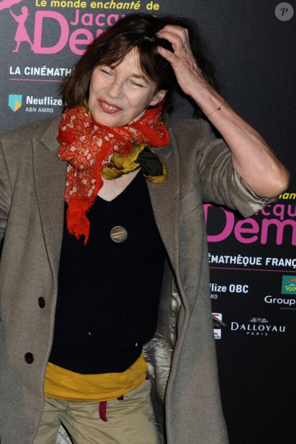 Jane Birkin lors de la soirée d'hommage à Jacques Demy pour l'exposition consacrée au cinéaste à la Cinémathèque Française, Paris, le 8 avril 2013.