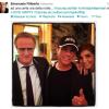 Clotilde Courau et Christophe Lambert posant avec Jean-Claude Van Damme à Cannes le 8 avril 2013 lors de l'ouverture du 50e Mip TV. Photo postée sur Twitter par Emmanuel Philibert de Savoie (@efsavoia).