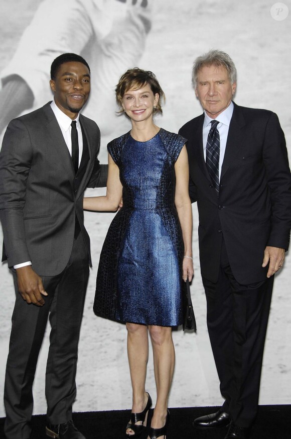 Chadwick Boseman, Harrison Ford et Calista Flockhart à l'avant-première du film "42" à Los Angeles, le 9 avril 2013.