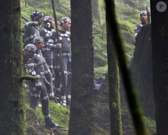Ambiance sur le tournage du film Dawn of the Planet of the Apes à Vancouver, le 9 avril 2013.