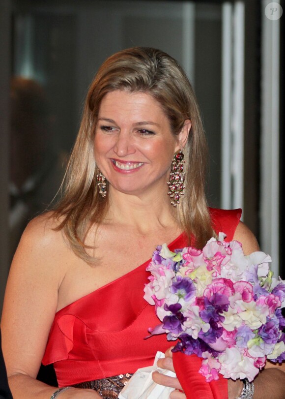 La princesse Maxima des Pays-Bas le 10 avril 2013 à la soirée du 125e anniversaire du Concertgebouw et de son orchestre royal, à Amsterdam.