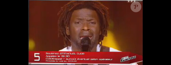 Emmanuel Djob en live dans The Voice 2 le samedi 13 avril 2013 sur TF1