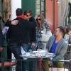 Olivia Palermo et son petit ami Johannes Huebl retrouvent des amis à New York, le 14 avril 2013.