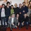 Max Boublil, Mélanie Bernier, Sandrine Kiberlain, Alain Chabat, Arié Elmaleh et Elisa Sednaoui enceinte à la première du film Les Gamins au Gaumont Opéra à Paris, le 15 avril 2013.