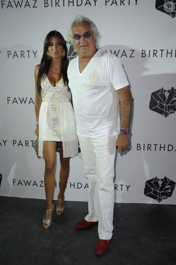 Flavio Briatore et sa femme Elisabetta Gregoraci à Porto Cervo en Sardaigne le 8 août 2012