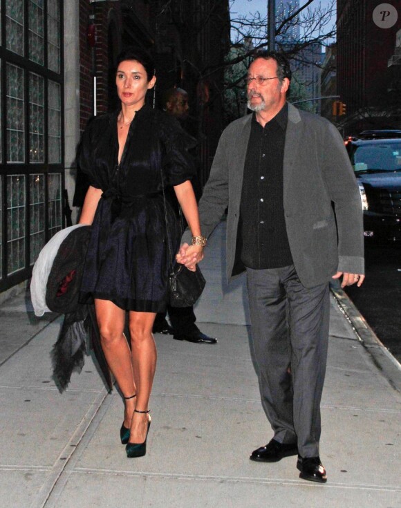 Jean Reno et sa femme Zofia Borucka arrivant à la soirée "For The Love Of Cinema" à New York, le 18 avril 2013 dans le cadre du festival de Tribeca