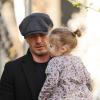 David Beckham et sa petite fille Harper dans les rues de Londres, le 23 avril 2013