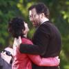 Juliette Binoche s'embrasse Clive Owen sur le tournage du film "Words and Pictures" à Vancouver, le 22 avril 2013